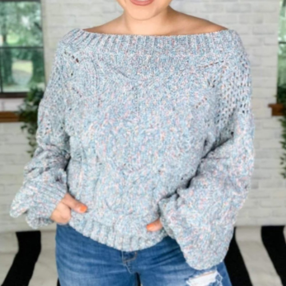 Women's OFF THE SHOULDER CONFETTI SWEATER NWT